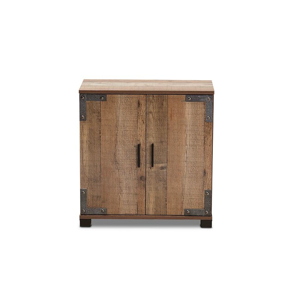 Farmhouse Rustic Finished Wood 2-Door Shoe Cabinet