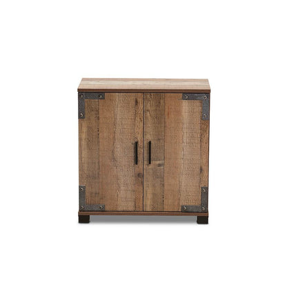 Farmhouse Rustic Finished Wood 2-Door Shoe Cabinet