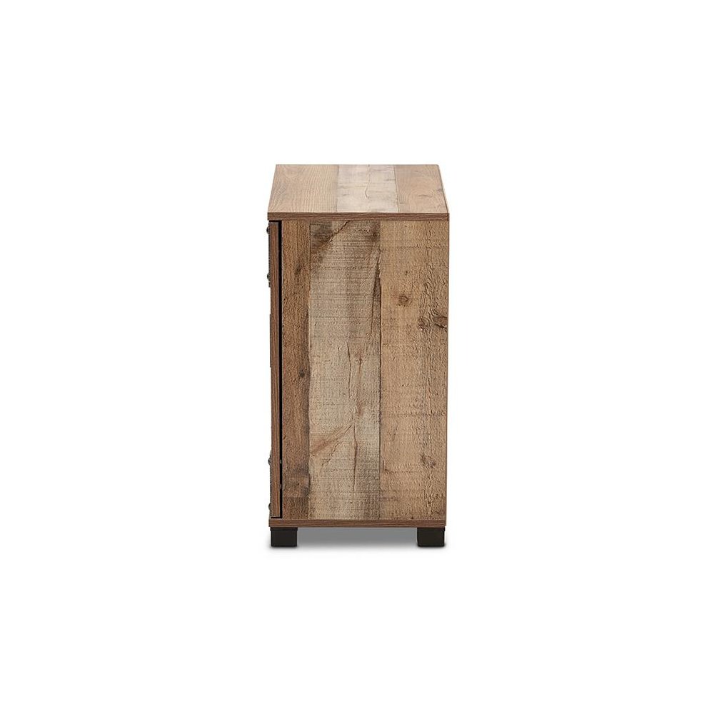 Farmhouse Rustic Finished Wood 2-Door Shoe Cabinet