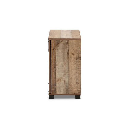 Farmhouse Rustic Finished Wood 2-Door Shoe Cabinet