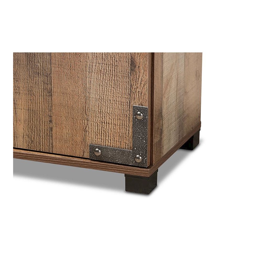 Farmhouse Rustic Finished Wood 2-Door Shoe Cabinet