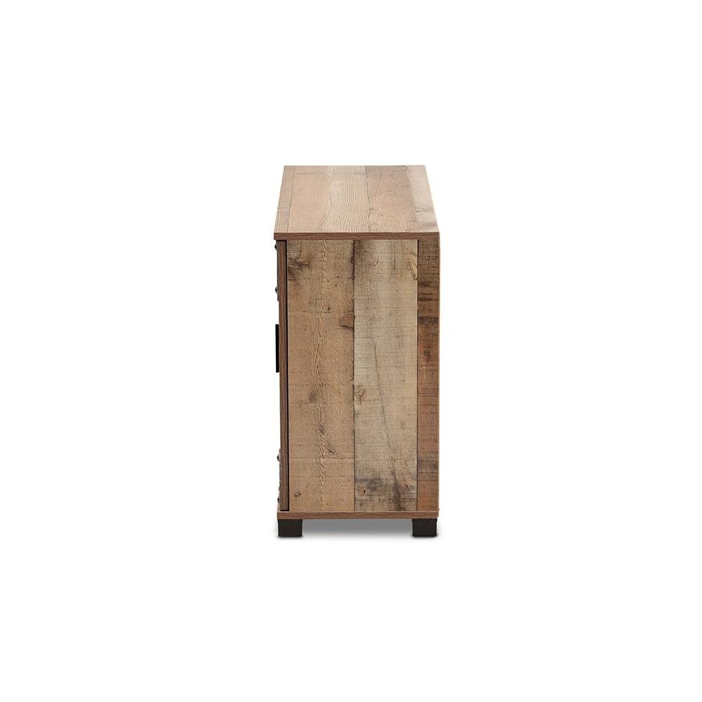 Farmhouse Rustic Finished Wood 3-Door Shoe Cabinet