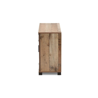 Farmhouse Rustic Finished Wood 3-Door Shoe Cabinet