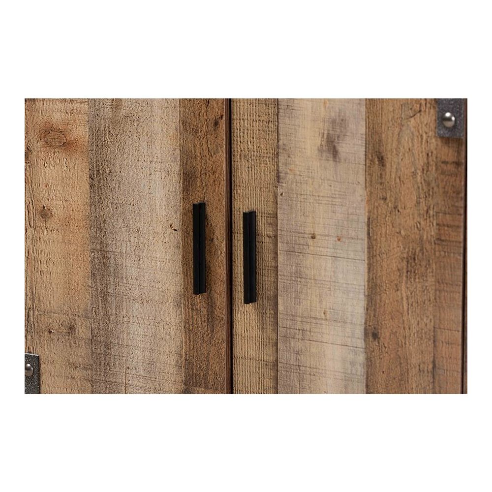 Farmhouse Rustic Finished Wood 3-Door Shoe Cabinet