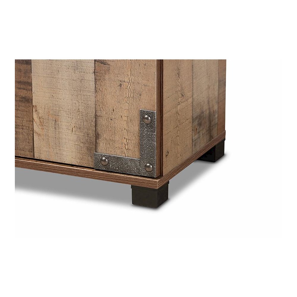 Farmhouse Rustic Finished Wood 3-Door Shoe Cabinet