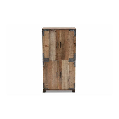Farmhouse Rustic Finished Wood 4-Door Shoe Cabinet