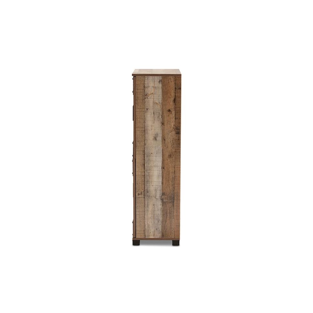 Farmhouse Rustic Finished Wood 4-Door Shoe Cabinet