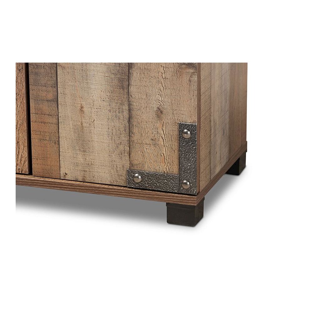 Farmhouse Rustic Finished Wood 4-Door Shoe Cabinet