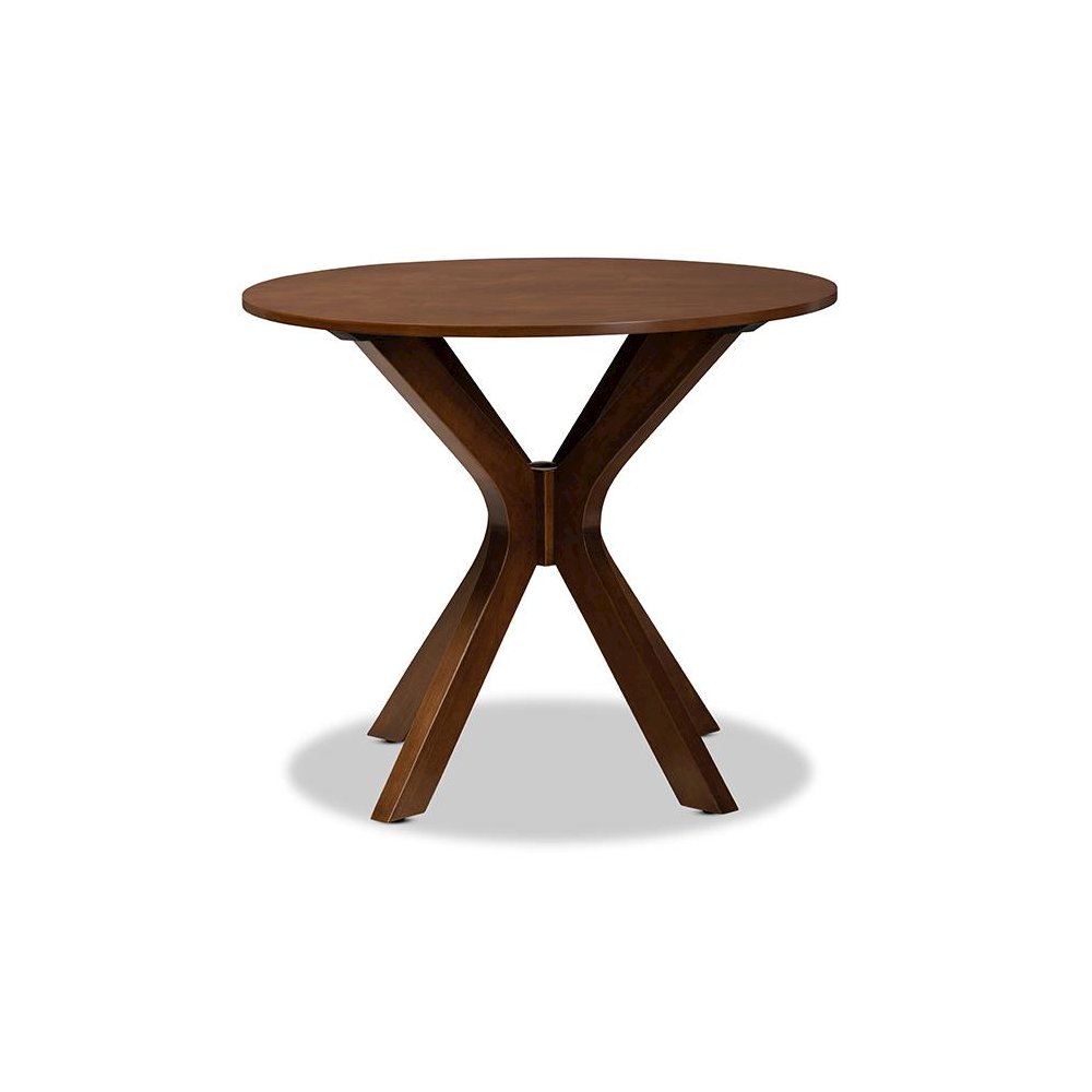 Walnut Brown Finished 34-Inch-Wide Round Wood Dining Table
