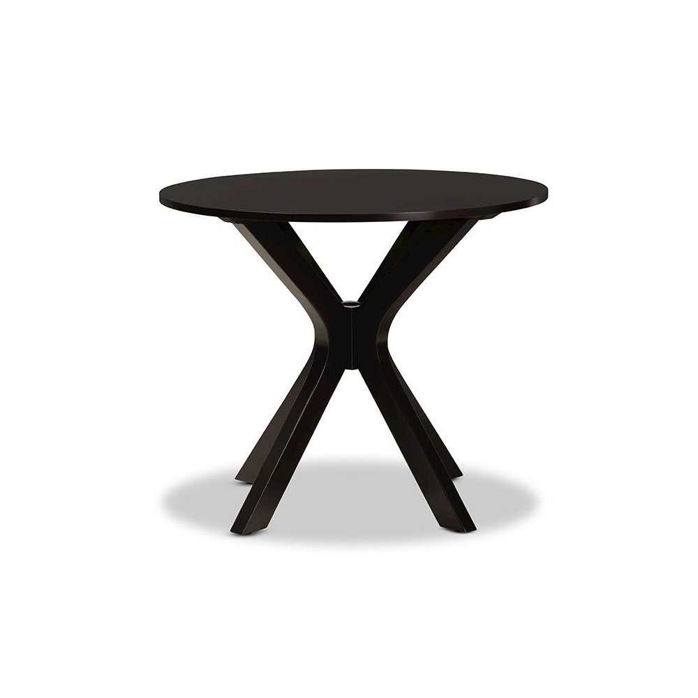 Dark Brown Finished 34-Inch-Wide Round Wood Dining Table