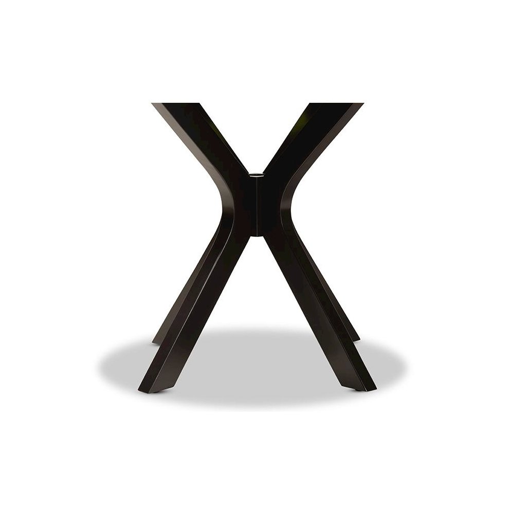 Dark Brown Finished 34-Inch-Wide Round Wood Dining Table