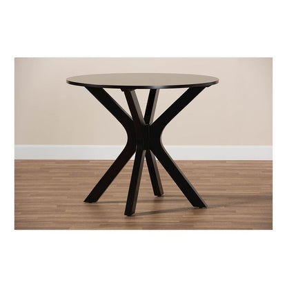 Dark Brown Finished 34-Inch-Wide Round Wood Dining Table