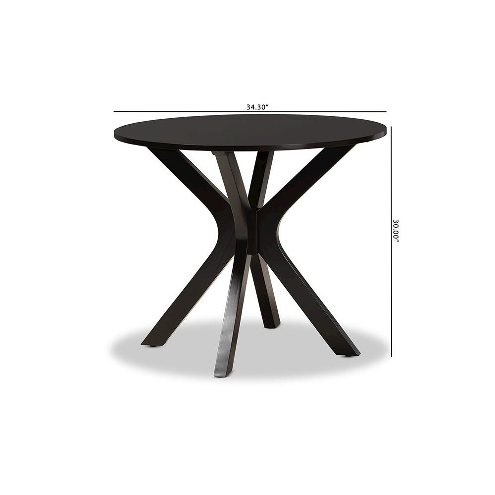 Dark Brown Finished 34-Inch-Wide Round Wood Dining Table