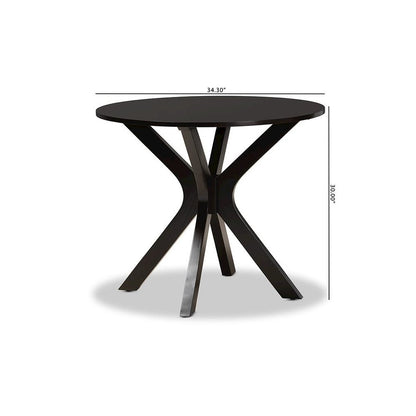Dark Brown Finished 34-Inch-Wide Round Wood Dining Table