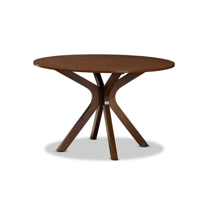 Walnut Brown Finished 45-Inch-Wide Round Wood Dining Table