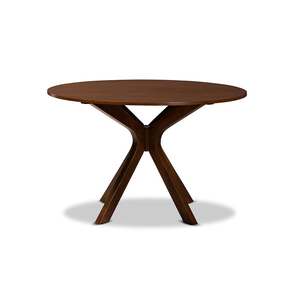 Walnut Brown Finished 45-Inch-Wide Round Wood Dining Table