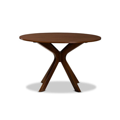 Walnut Brown Finished 45-Inch-Wide Round Wood Dining Table
