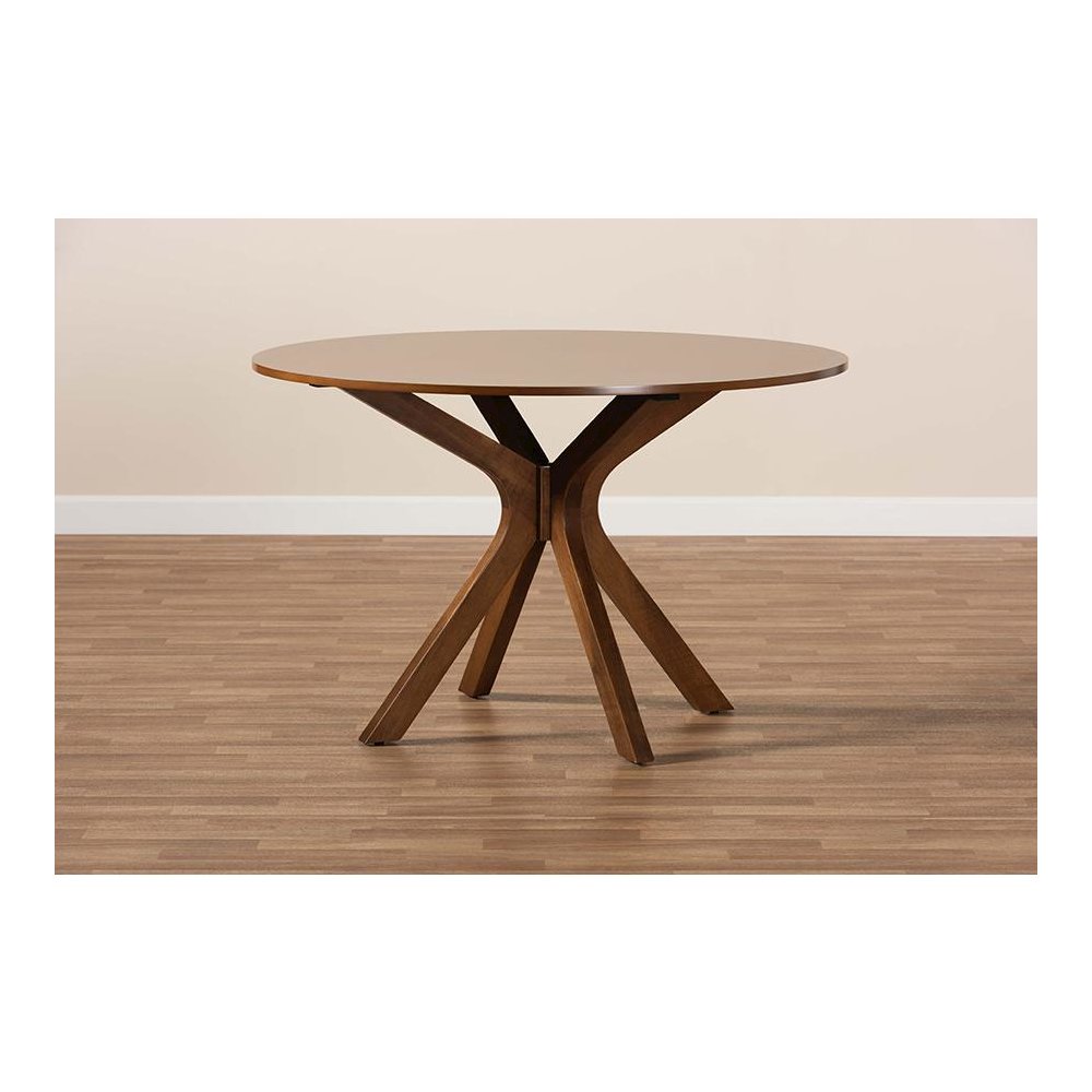 Walnut Brown Finished 45-Inch-Wide Round Wood Dining Table