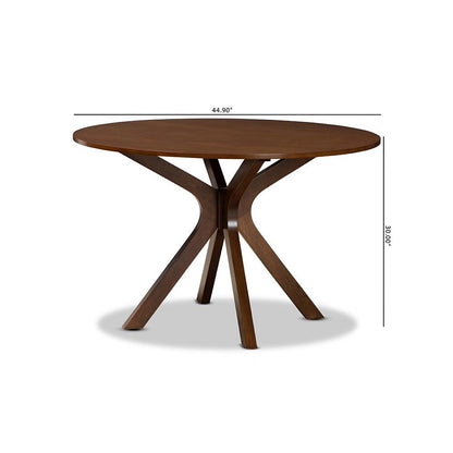 Walnut Brown Finished 45-Inch-Wide Round Wood Dining Table