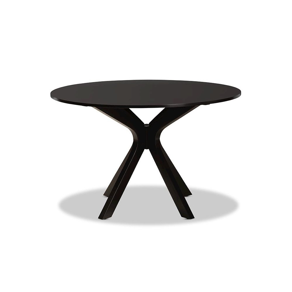 Dark Brown Finished 45-Inch-Wide Round Wood Dining Table