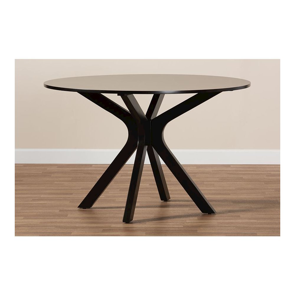 Dark Brown Finished 45-Inch-Wide Round Wood Dining Table