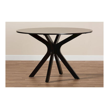 Dark Brown Finished 45-Inch-Wide Round Wood Dining Table