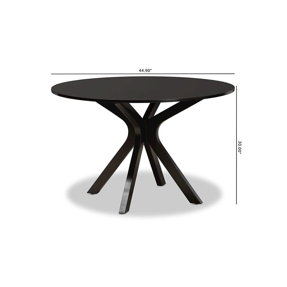 Dark Brown Finished 45-Inch-Wide Round Wood Dining Table