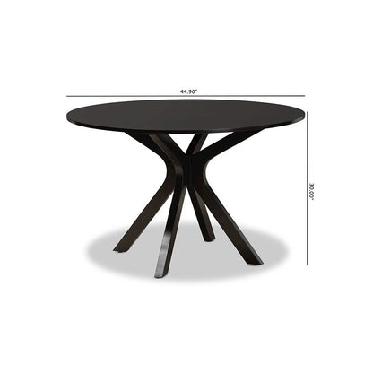 Dark Brown Finished 45-Inch-Wide Round Wood Dining Table