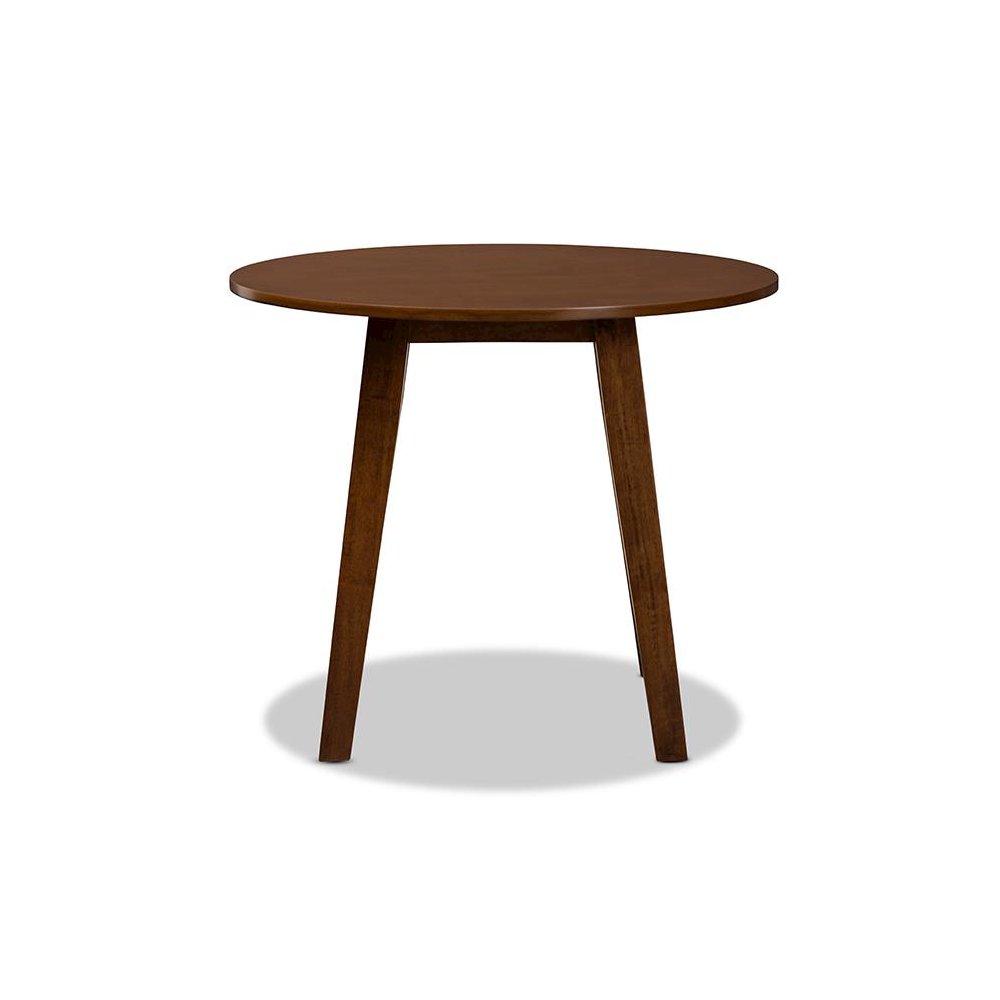 Walnut Brown Finished 35-Inch-Wide Round Wood Dining Table