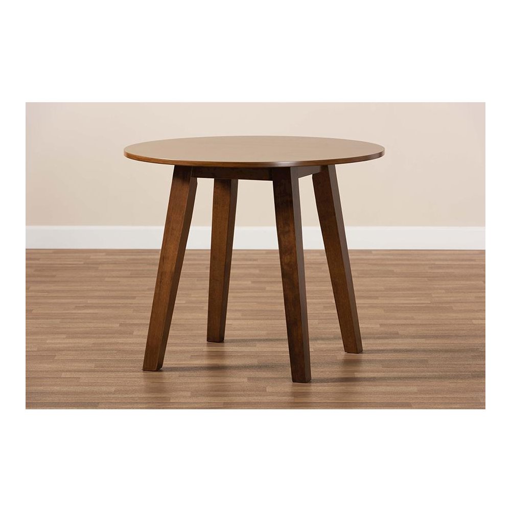 Walnut Brown Finished 35-Inch-Wide Round Wood Dining Table