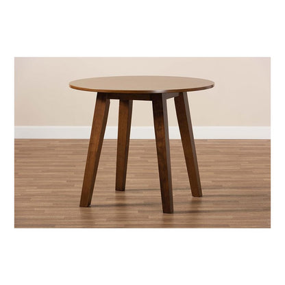 Walnut Brown Finished 35-Inch-Wide Round Wood Dining Table