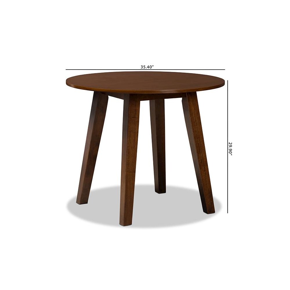 Walnut Brown Finished 35-Inch-Wide Round Wood Dining Table