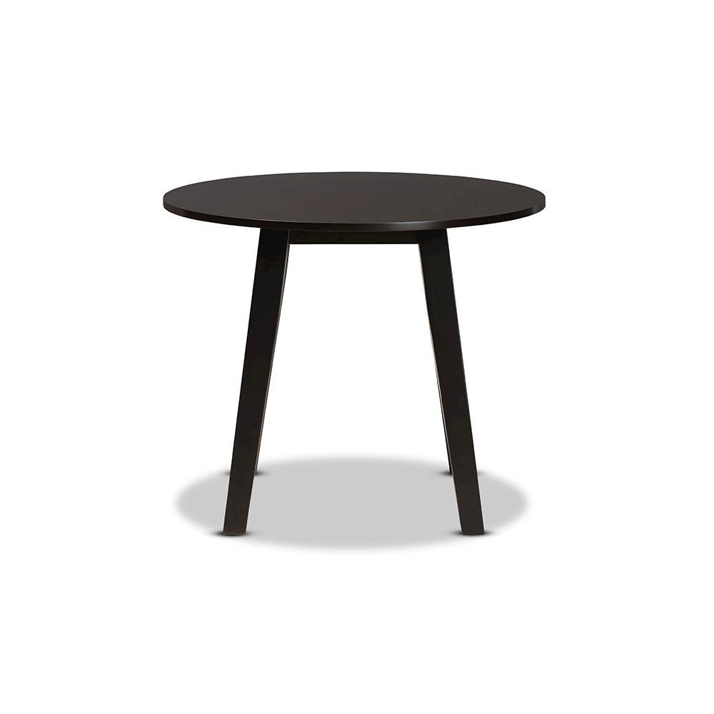Dark Brown Finished 35-Inch-Wide Round Wood Dining Table