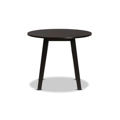 Dark Brown Finished 35-Inch-Wide Round Wood Dining Table