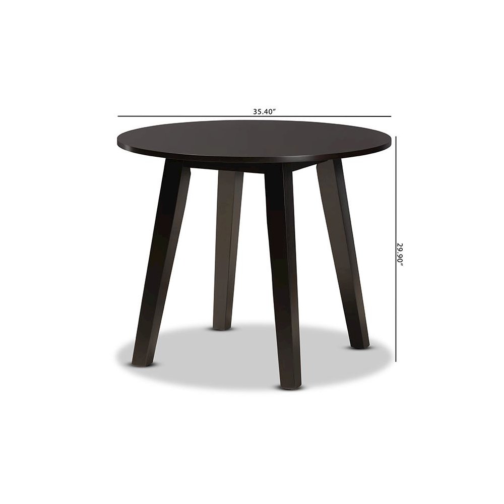 Dark Brown Finished 35-Inch-Wide Round Wood Dining Table