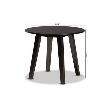 Dark Brown Finished 35-Inch-Wide Round Wood Dining Table