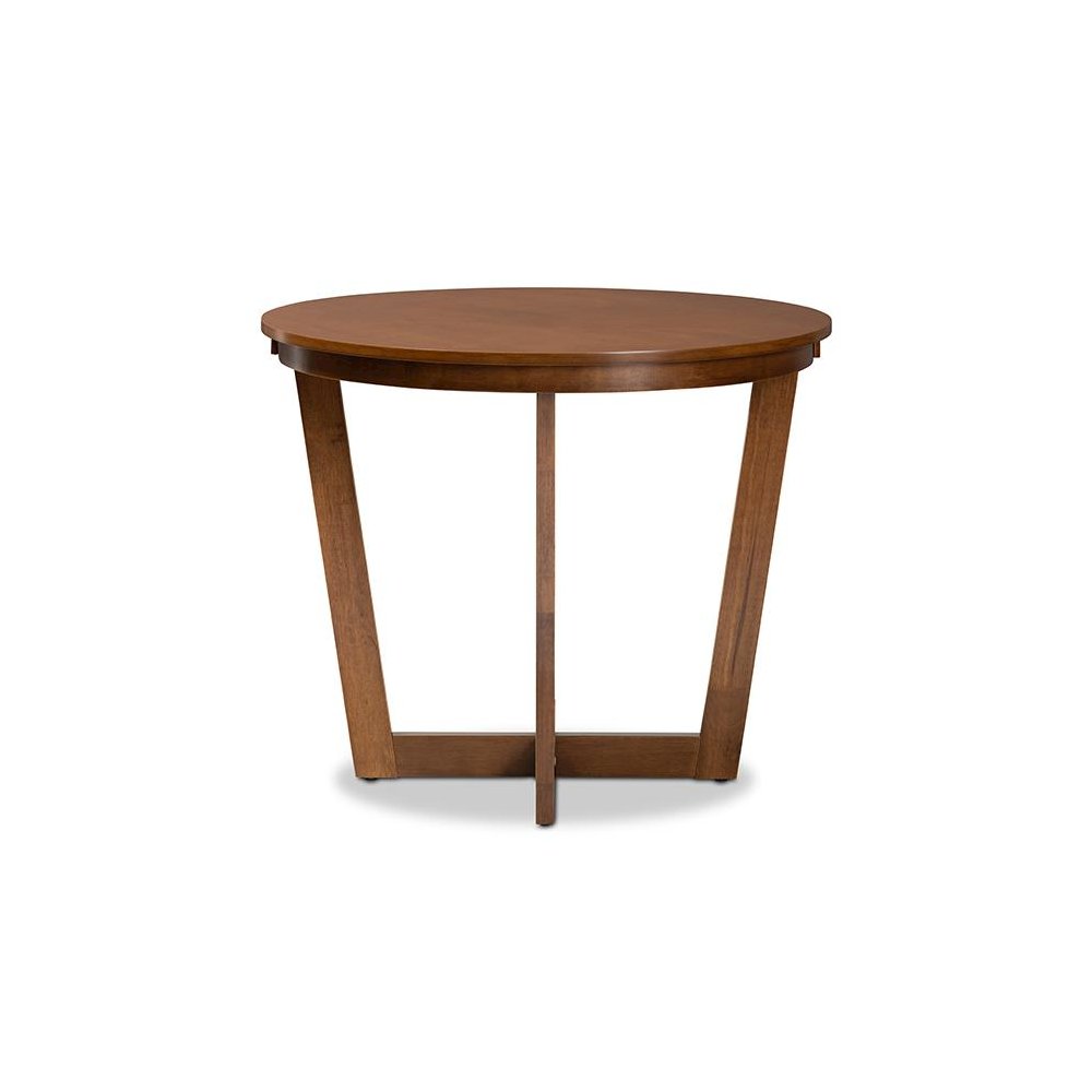 Walnut Brown Finished 35-Inch-Wide Round Wood Dining Table
