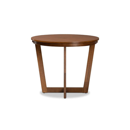 Walnut Brown Finished 35-Inch-Wide Round Wood Dining Table