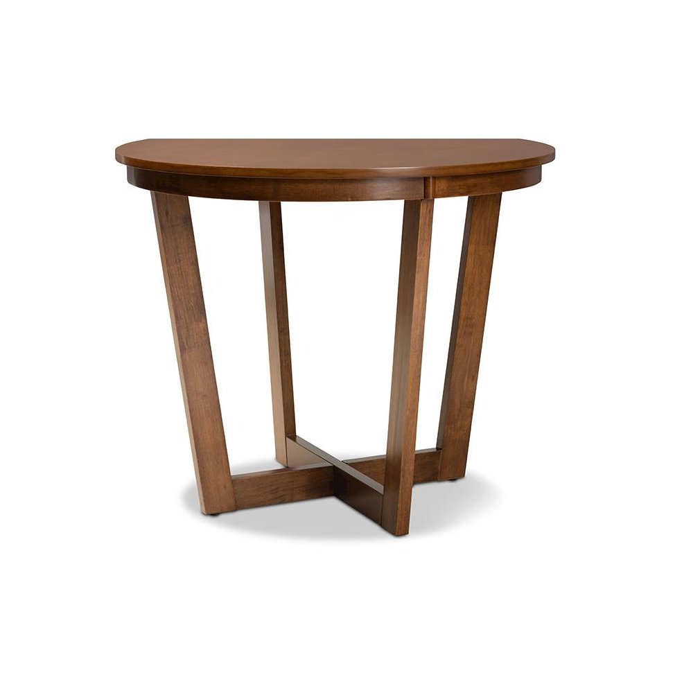 Walnut Brown Finished 35-Inch-Wide Round Wood Dining Table