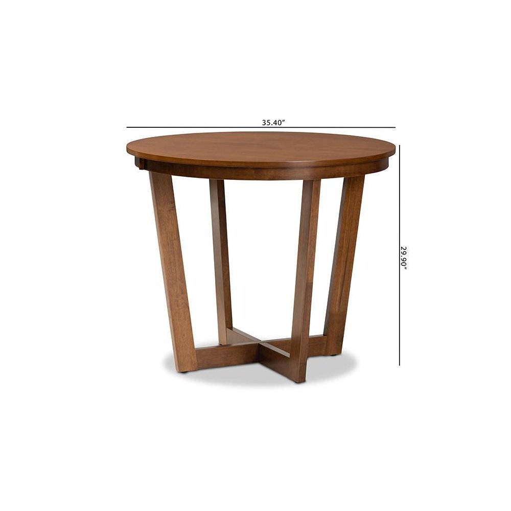 Walnut Brown Finished 35-Inch-Wide Round Wood Dining Table