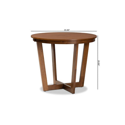 Walnut Brown Finished 35-Inch-Wide Round Wood Dining Table