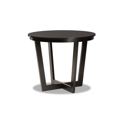 Dark Brown Finished 35-Inch-Wide Round Wood Dining Table