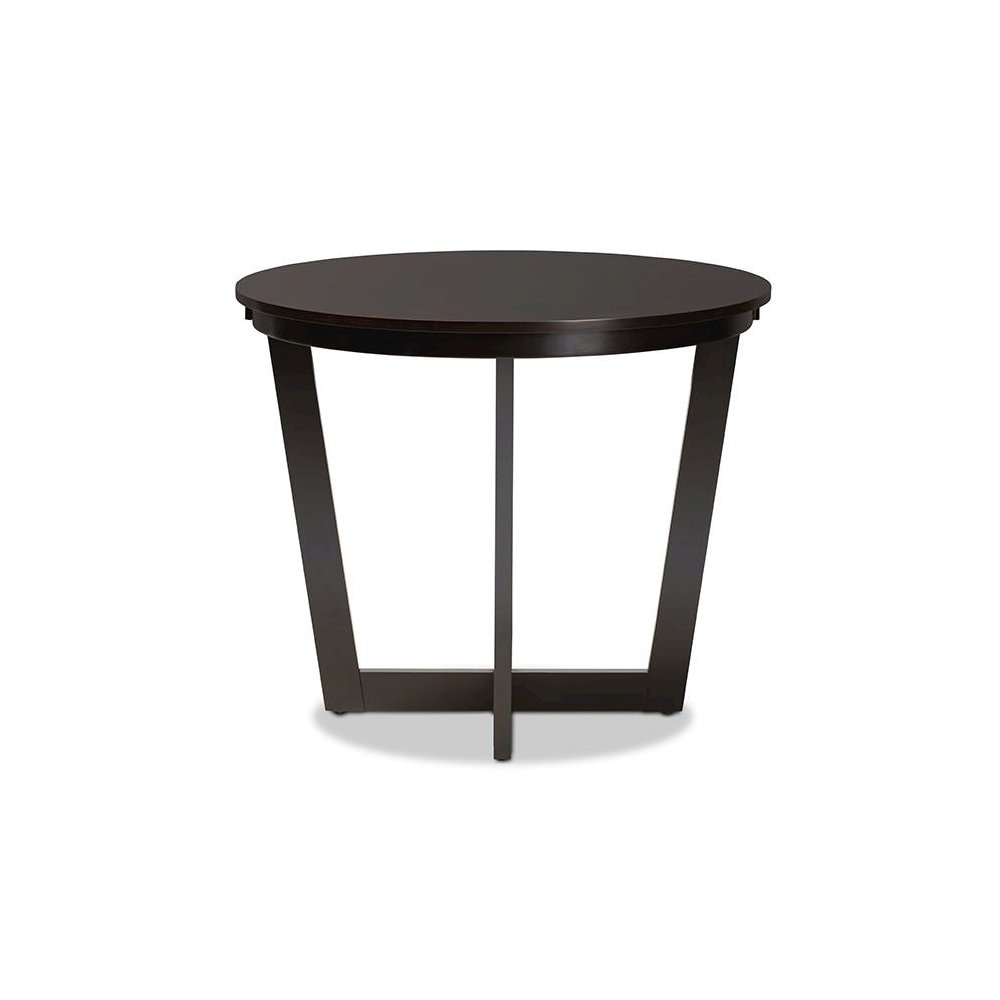 Dark Brown Finished 35-Inch-Wide Round Wood Dining Table