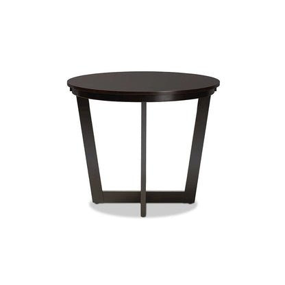 Dark Brown Finished 35-Inch-Wide Round Wood Dining Table