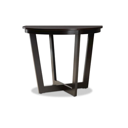 Dark Brown Finished 35-Inch-Wide Round Wood Dining Table