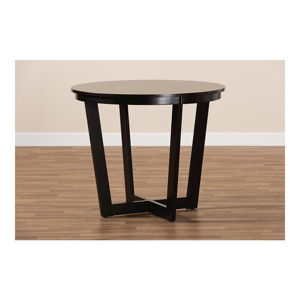 Dark Brown Finished 35-Inch-Wide Round Wood Dining Table