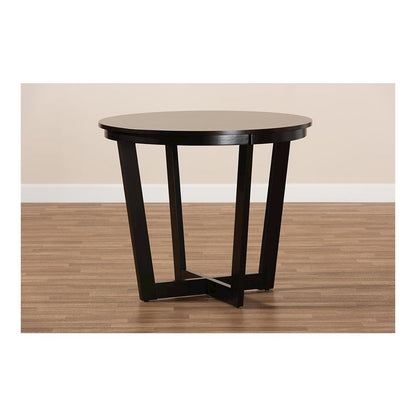 Dark Brown Finished 35-Inch-Wide Round Wood Dining Table