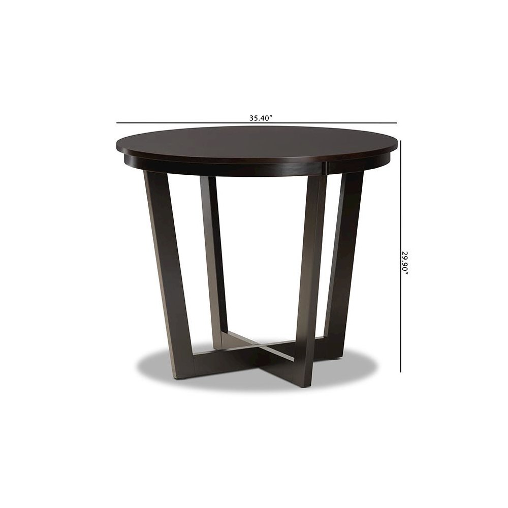 Dark Brown Finished 35-Inch-Wide Round Wood Dining Table
