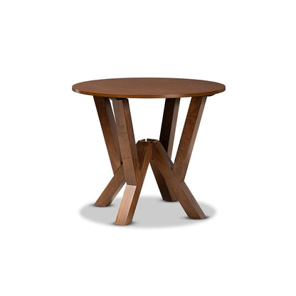 Walnut Brown Finished 35-Inch-Wide Round Wood Dining Table