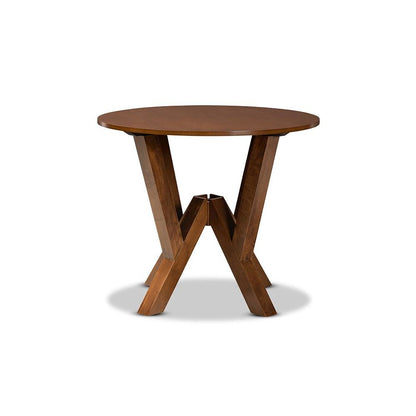 Walnut Brown Finished 35-Inch-Wide Round Wood Dining Table